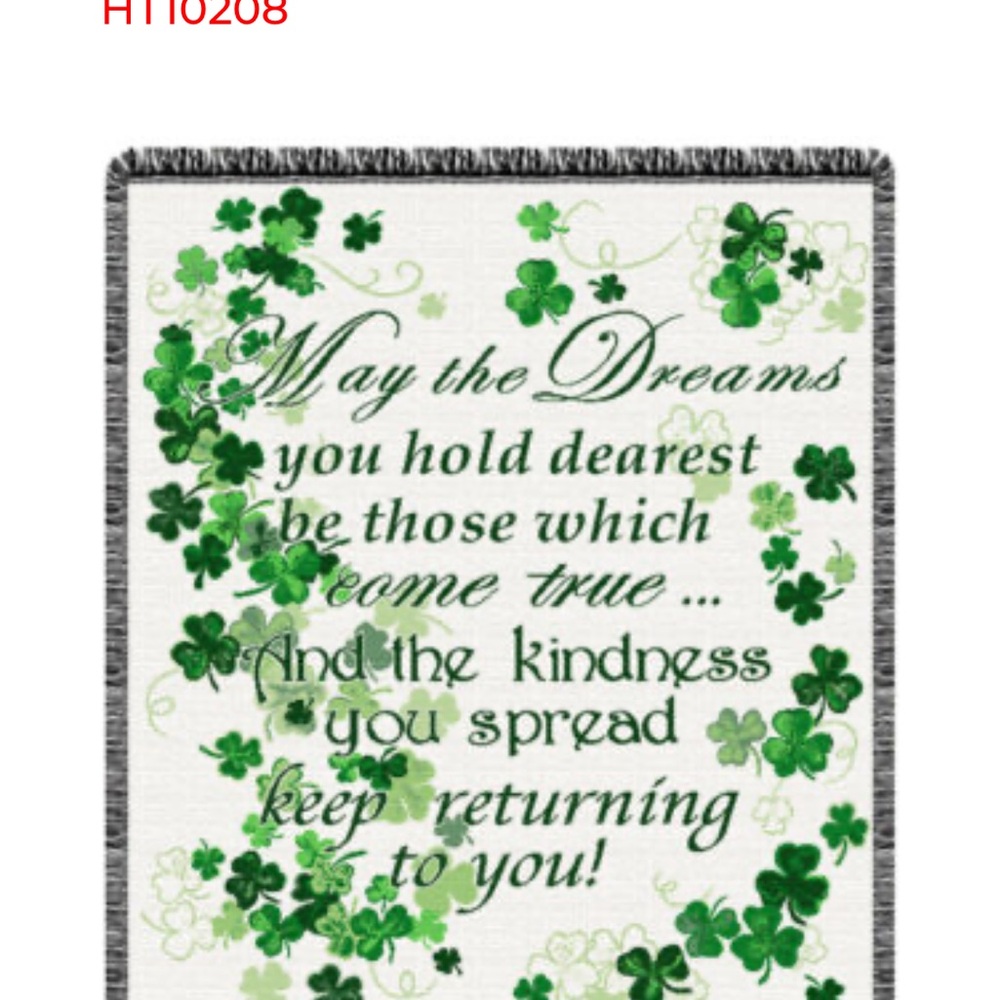 Green and White Shamrock Tapestry
